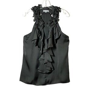 Violet & Claire Heart Fringe Satin Tank Top Size Medium Dark Gray Artsy Flaw